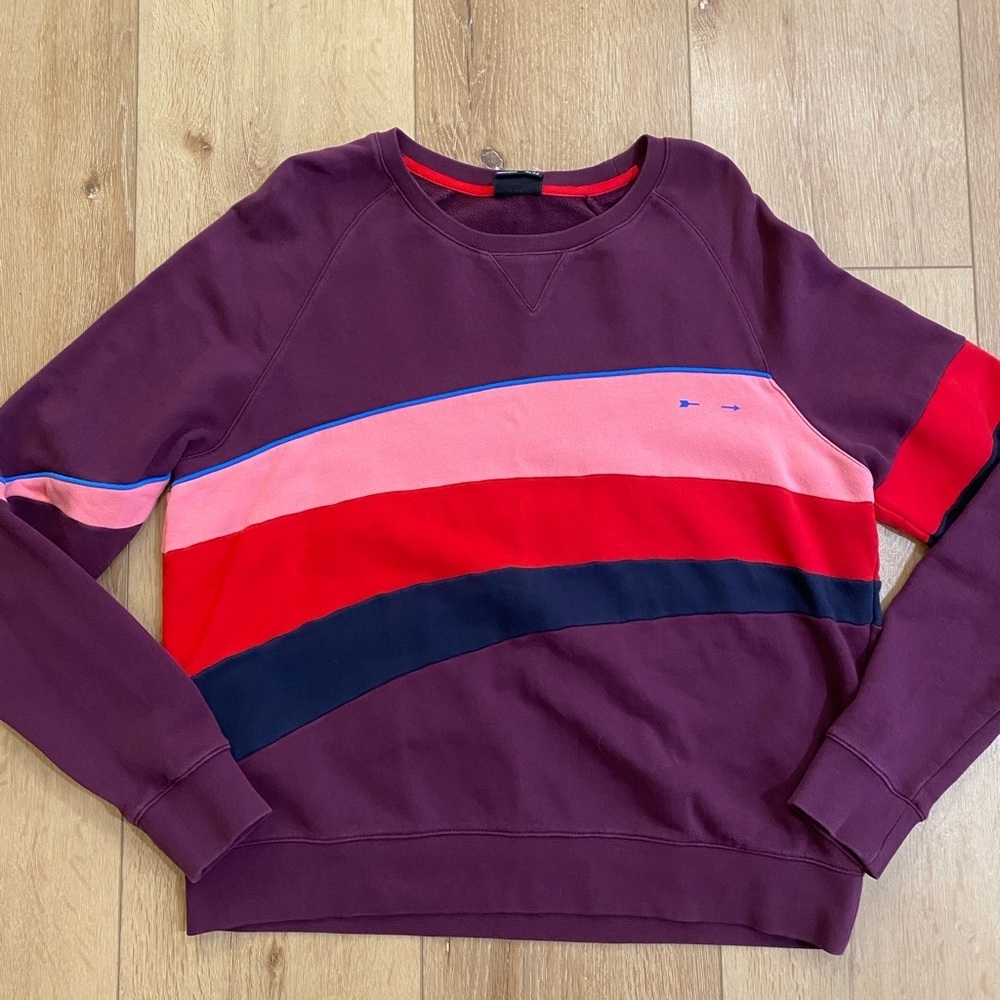 The Upside Sweatshirt Women’s Size 10 Medium Multicolor Striped Crew Neck Purple